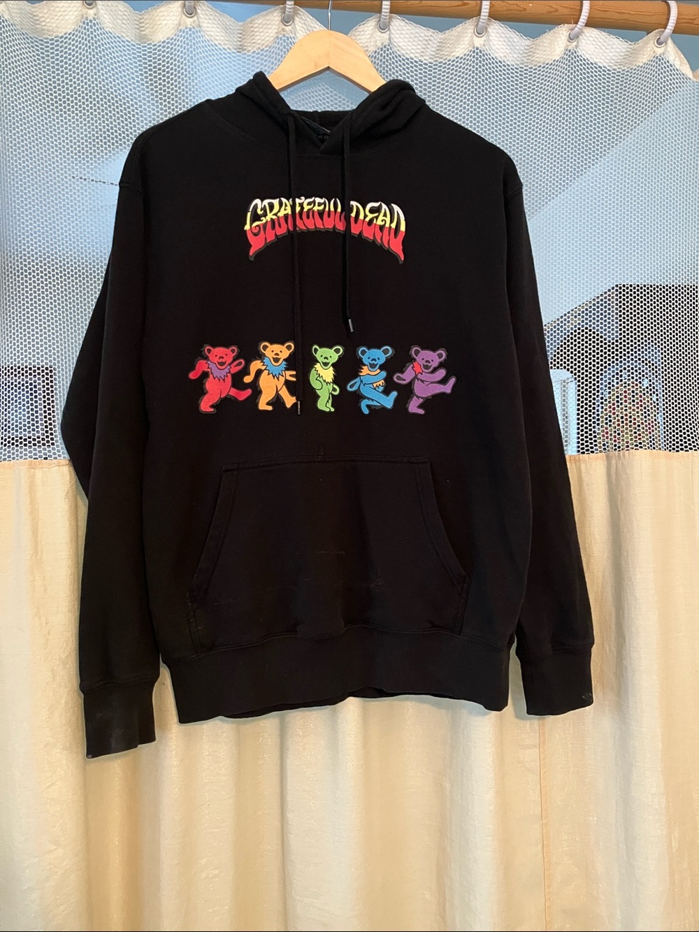 Grateful Dead Black Hoodie with Rainbow Bears unisex